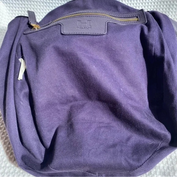 Halston Heritage Leather Tote XL oversized Bag eggplant purple slouchy hobo - Picture 5 of 12